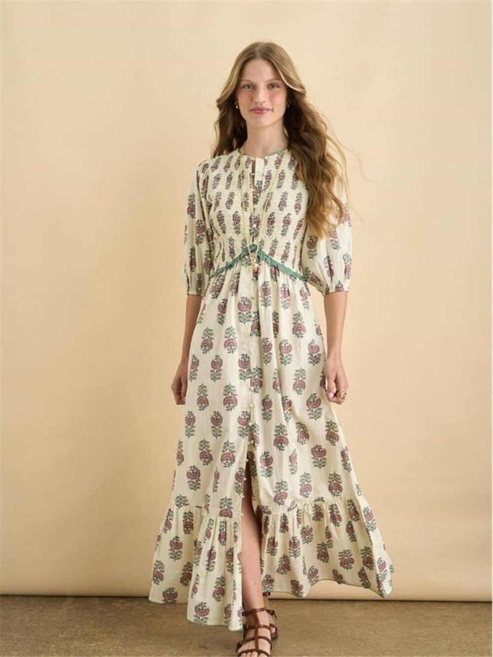 NEW - SONMER Magnolia Green, Bohemian, Boho, Summer Casual Maxi Dress